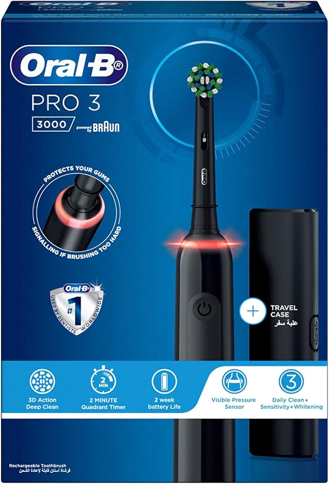 فرشاة الاسنانالكهربائية لقابلة للشحن مع حقيبة السفر  — !OralB PRO 3🪥فرشاة نظافة مثالية أينما كنت