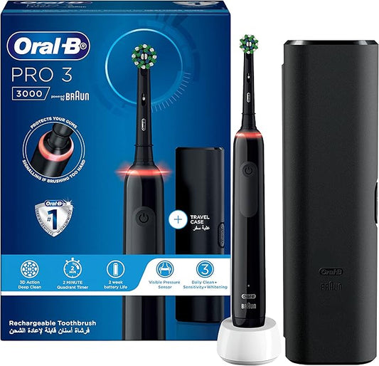 فرشاة الاسنانالكهربائية لقابلة للشحن مع حقيبة السفر  — !OralB PRO 3🪥فرشاة نظافة مثالية أينما كنت