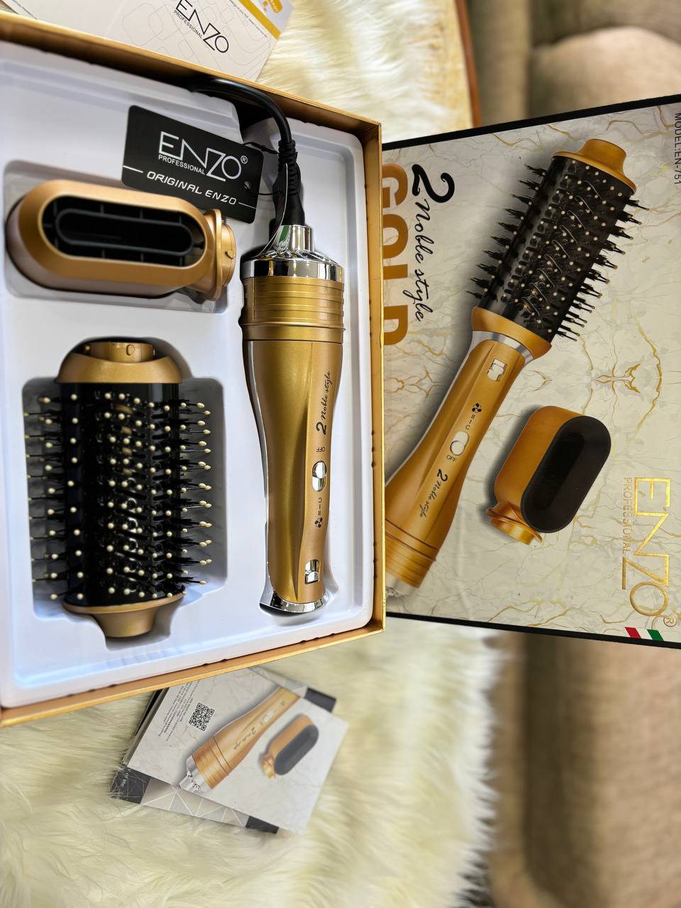 Brosse & séchoir Gold Enzo Original 🇮🇹🥇💯 avec 2 têtes 😍